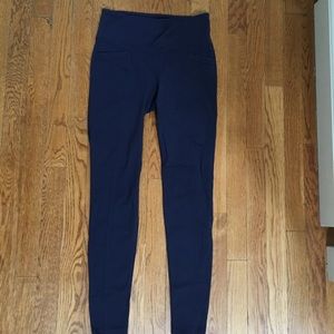 Athleta Navy Blue Leggings with Back Pockets